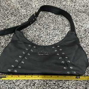 Vintage Harley Davidson Black Studded Shoulder Bag